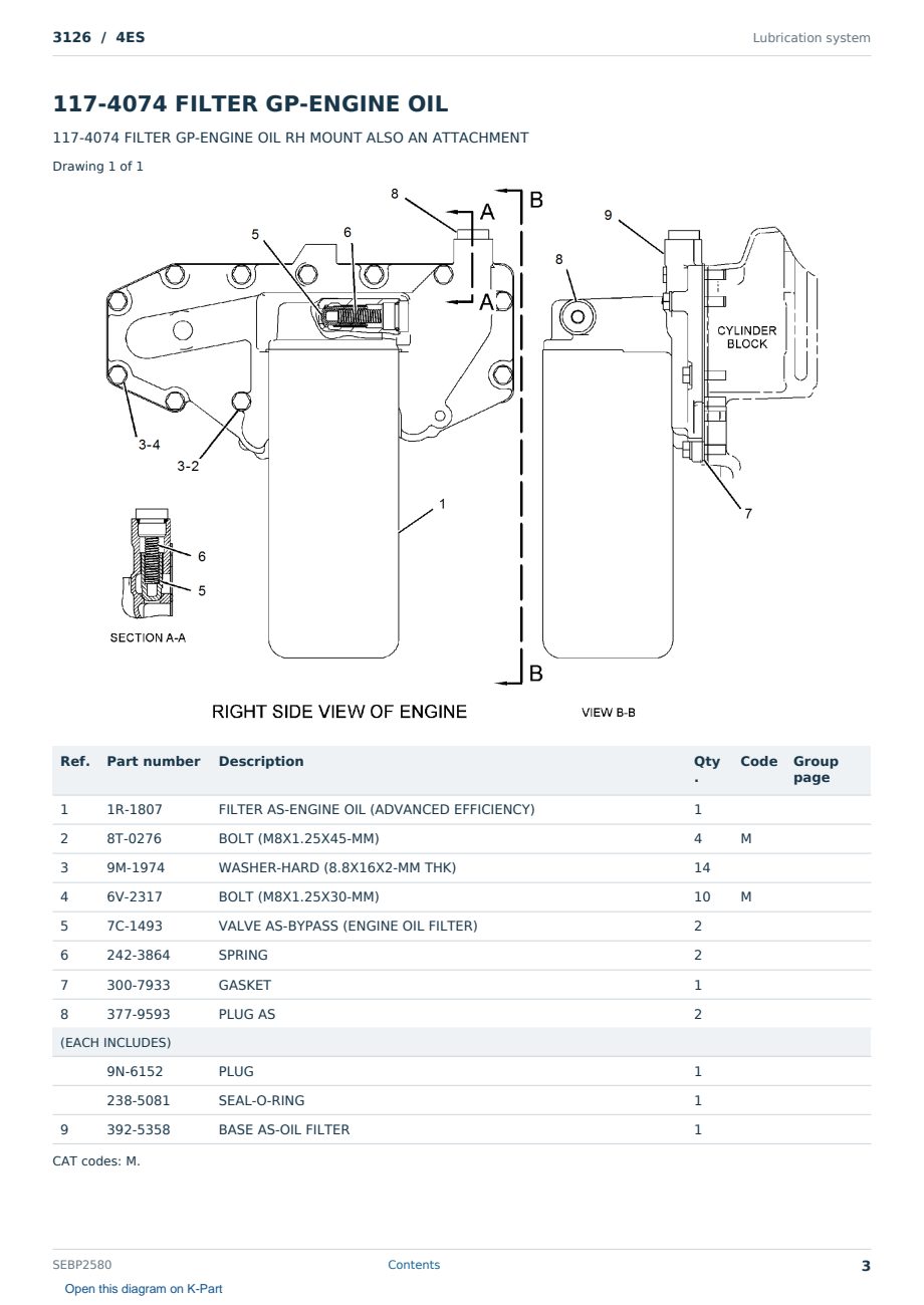 Caterpillar 3126 S/N 4ES Partsbook SEBP2580 (English) - sample page 3 of 10 Caterpillar 3126 S/N 4ES Partsbook SEBP2580 (English) - sample page 3 of 10