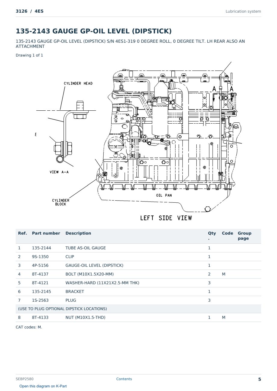 Caterpillar 3126 S/N 4ES Partsbook SEBP2580 (English) - sample page 5 of 10 Caterpillar 3126 S/N 4ES Partsbook SEBP2580 (English) - sample page 5 of 10