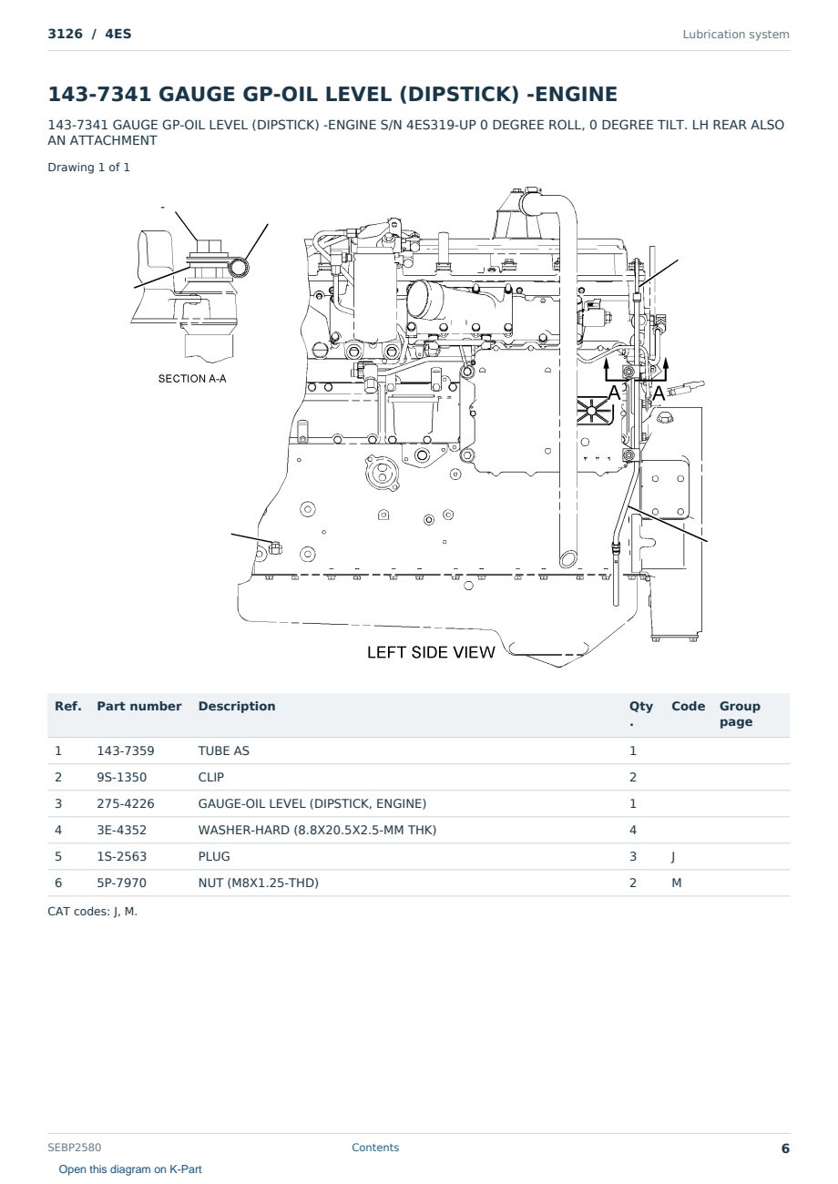 Caterpillar 3126 S/N 4ES Partsbook SEBP2580 (English) - sample page 6 of 10 Caterpillar 3126 S/N 4ES Partsbook SEBP2580 (English) - sample page 6 of 10