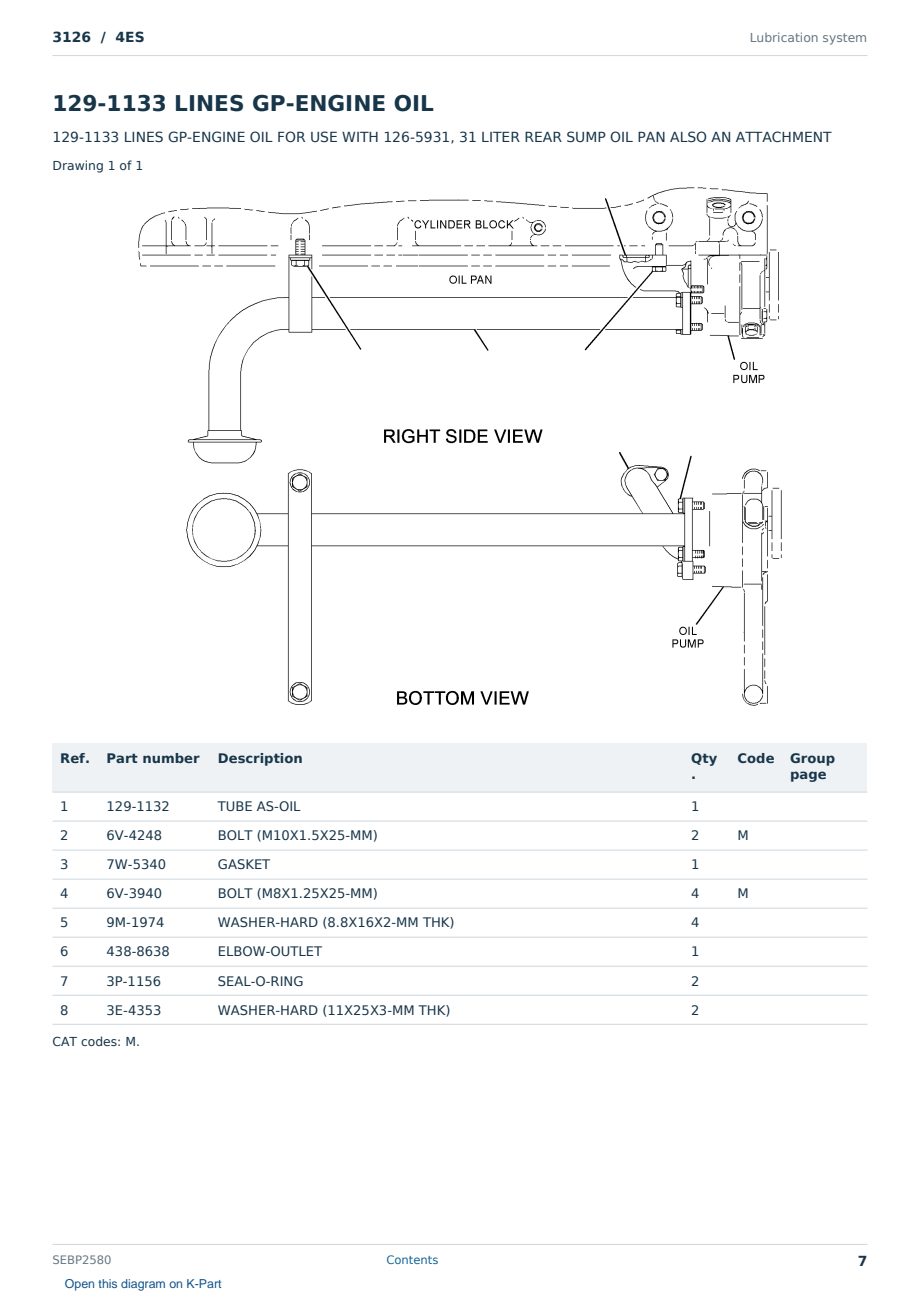 Caterpillar 3126 S/N 4ES Partsbook SEBP2580 (English) - sample page 7 of 10 Caterpillar 3126 S/N 4ES Partsbook SEBP2580 (English) - sample page 7 of 10