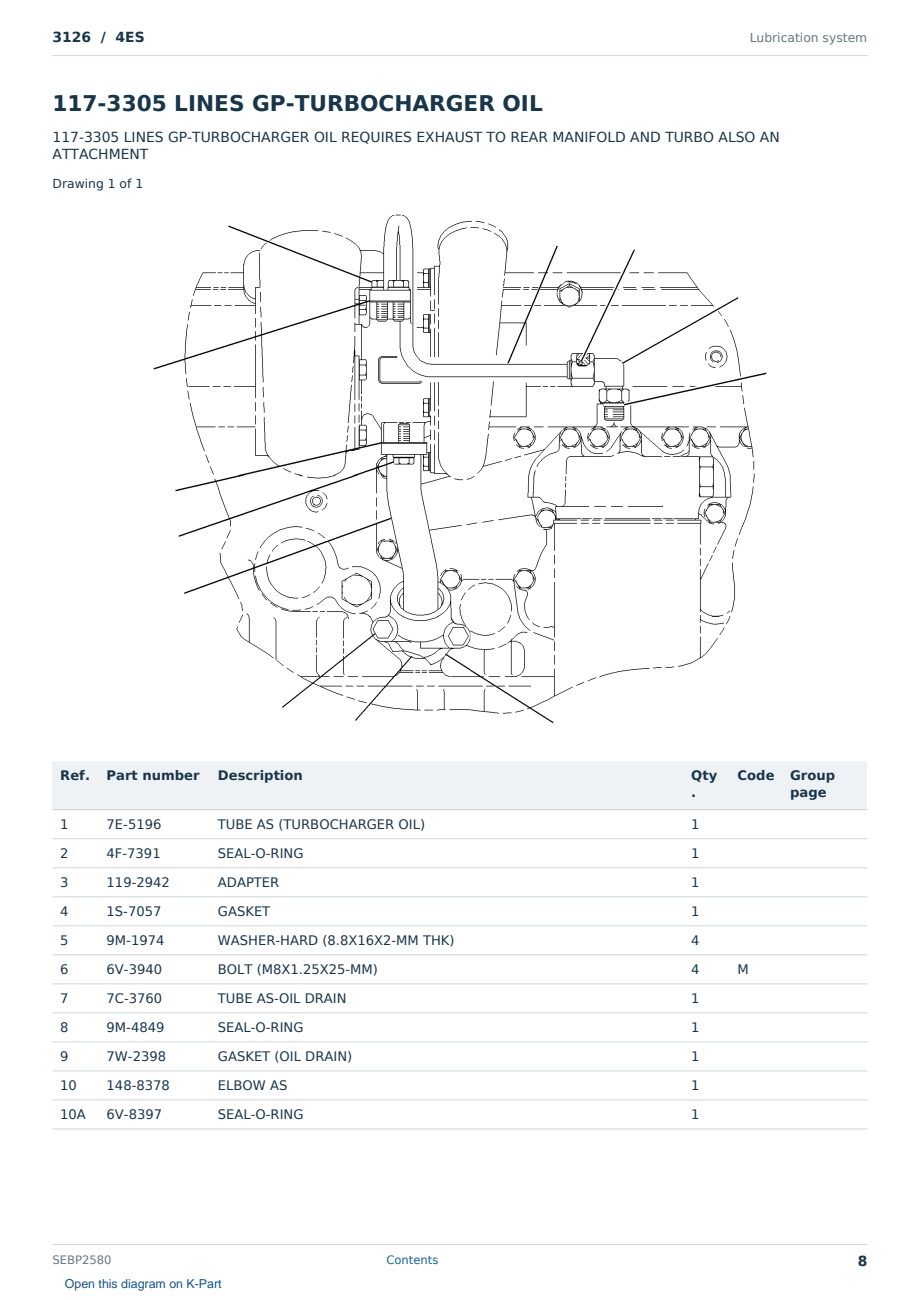 Caterpillar 3126 S/N 4ES Partsbook SEBP2580 (English) - sample page 8 of 10 Caterpillar 3126 S/N 4ES Partsbook SEBP2580 (English) - sample page 8 of 10