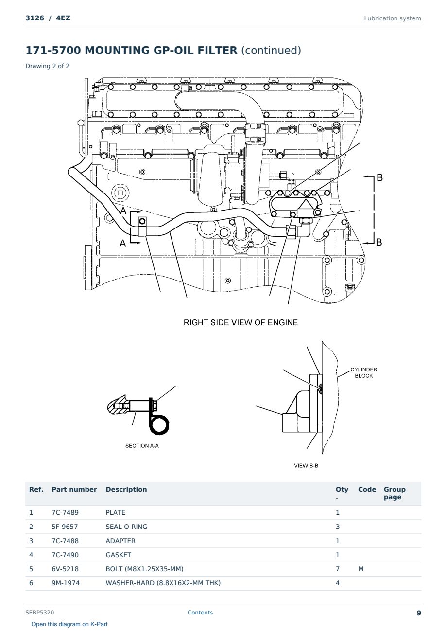 Caterpillar 3126 S/N 4EZ Partsbook SEBP5320 (English) - sample page 9 of 10 Caterpillar 3126 S/N 4EZ Partsbook SEBP5320 (English) - sample page 9 of 10