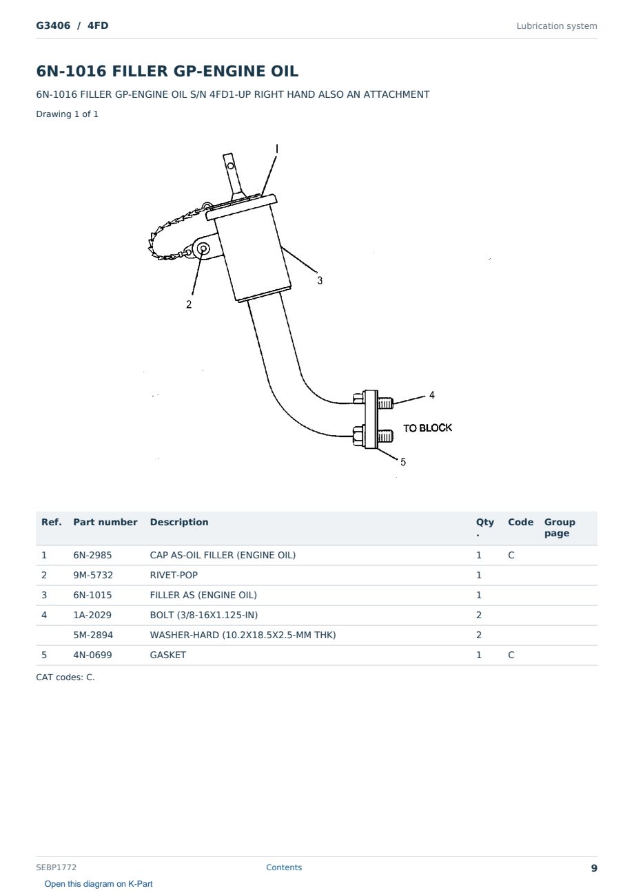 Caterpillar G3406 S/N 4FD Partsbook SEBP1772 (English) - sample page 9 of 10 Caterpillar G3406 S/N 4FD Partsbook SEBP1772 (English) - sample page 9 of 10