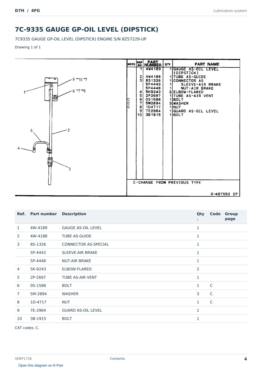 Caterpillar D7H S/N 4FG Partsbook SEBP1736 (English) - sample page 4 of 10 Caterpillar D7H S/N 4FG Partsbook SEBP1736 (English) - sample page 4 of 10
