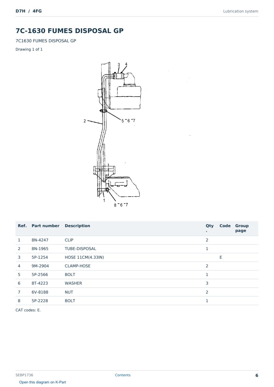 Caterpillar D7H S/N 4FG Partsbook SEBP1736 (English) - sample page 6 of 10 Caterpillar D7H S/N 4FG Partsbook SEBP1736 (English) - sample page 6 of 10