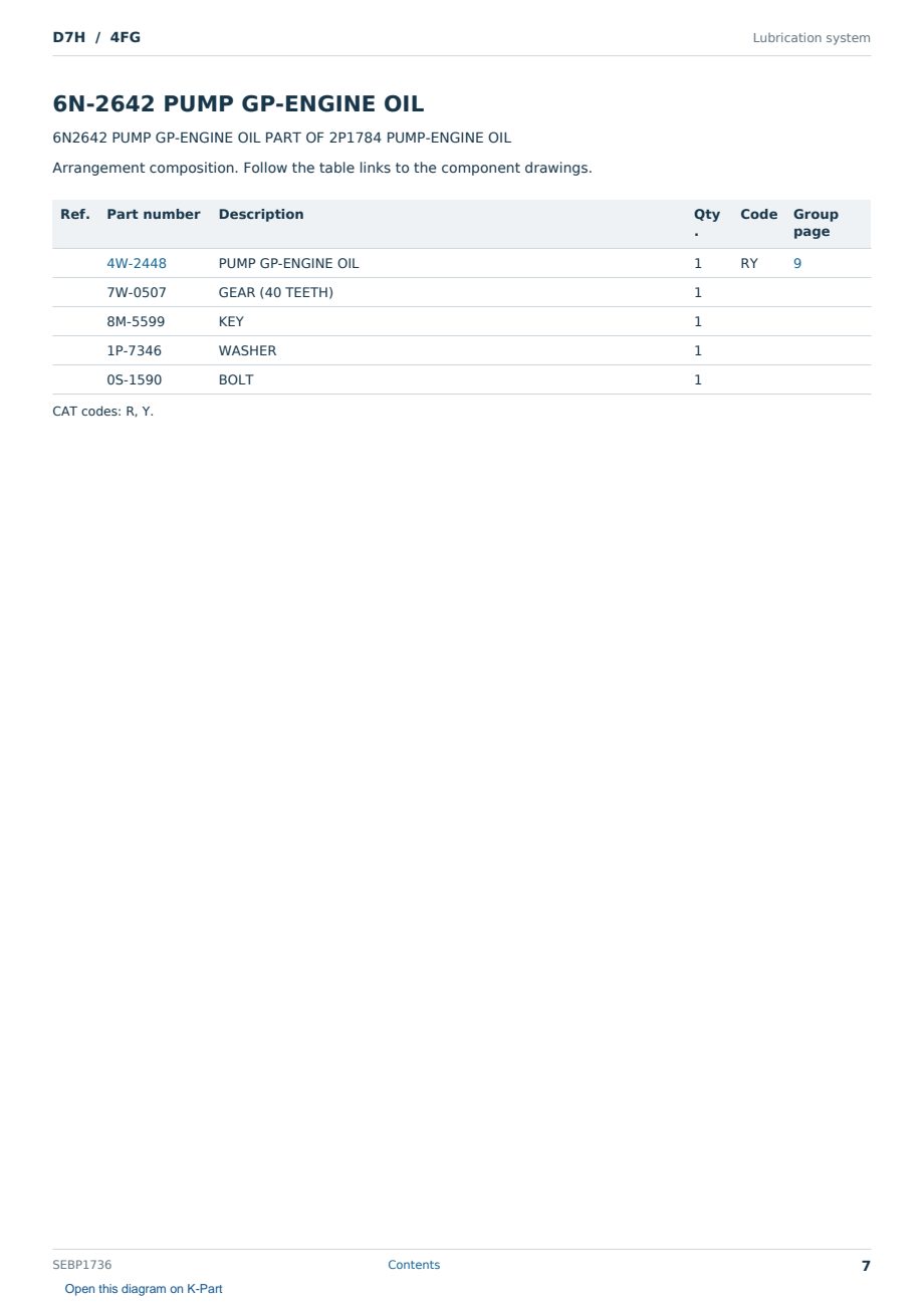 Caterpillar D7H S/N 4FG Partsbook SEBP1736 (English) - sample page 7 of 10 Caterpillar D7H S/N 4FG Partsbook SEBP1736 (English) - sample page 7 of 10