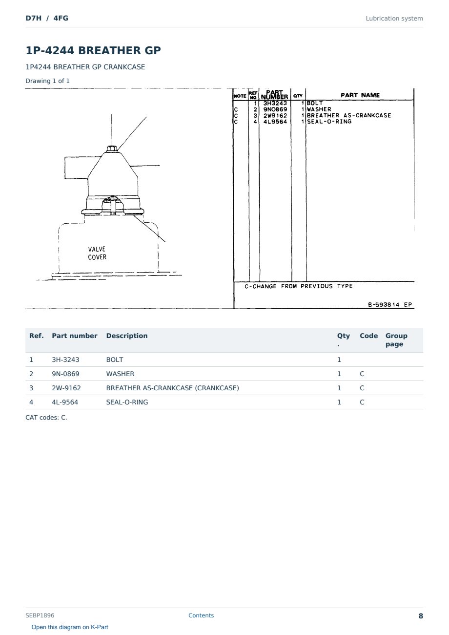 Caterpillar D7H S/N 4FG Partsbook SEBP1896 (English) - sample page 8 of 10 Caterpillar D7H S/N 4FG Partsbook SEBP1896 (English) - sample page 8 of 10