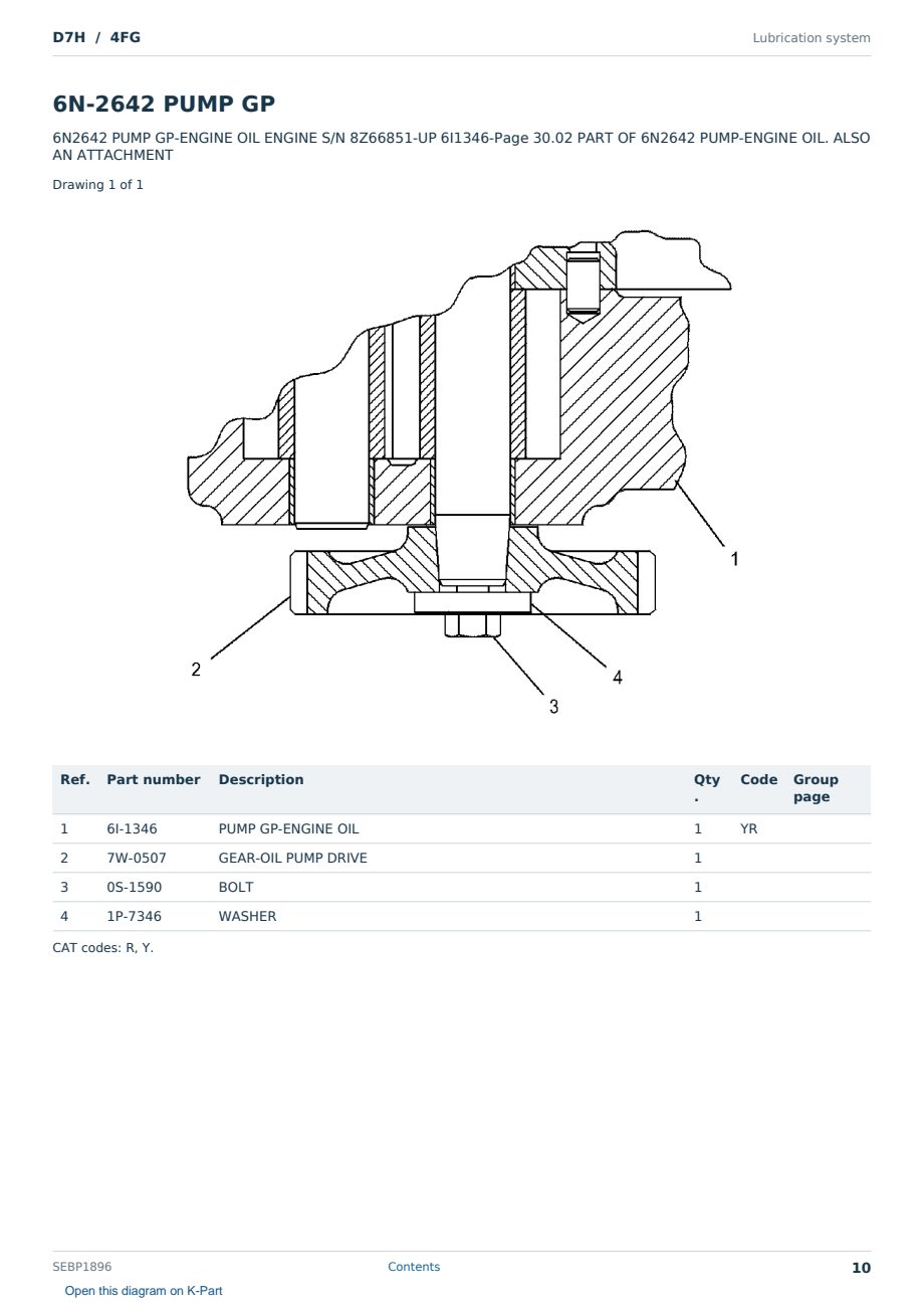 Caterpillar D7H S/N 4FG Partsbook SEBP1896 (English) - sample page 10 of 10 Caterpillar D7H S/N 4FG Partsbook SEBP1896 (English) - sample page 10 of 10