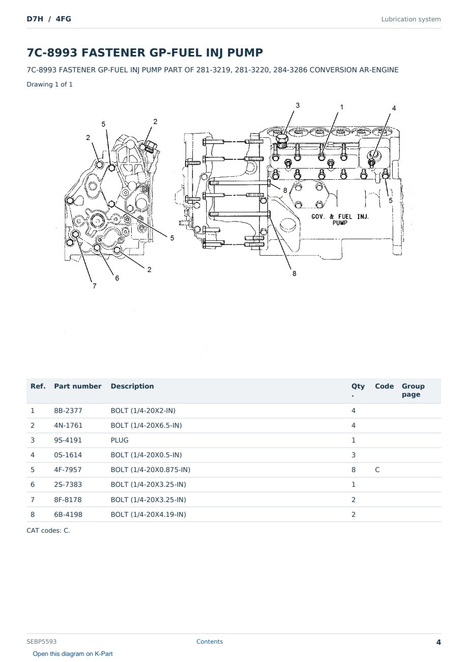 Caterpillar D7H S/N 4FG Partsbook SEBP5593 (English) - sample page 4 of 10 Caterpillar D7H S/N 4FG Partsbook SEBP5593 (English) - sample page 4 of 10