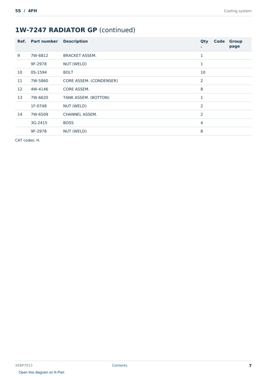Caterpillar 5S S/N 4FH Partsbook XEBP7013 (English) - sample page 7 of 10 Caterpillar 5S S/N 4FH Partsbook XEBP7013 (English) - sample page 7 of 10