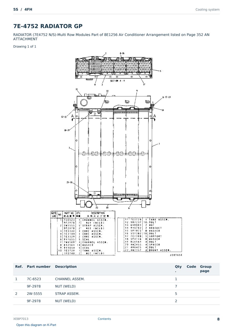 Caterpillar 5S S/N 4FH Partsbook XEBP7013 (English) - sample page 8 of 10 Caterpillar 5S S/N 4FH Partsbook XEBP7013 (English) - sample page 8 of 10