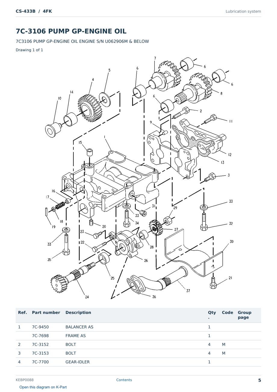 Caterpillar CS-433B S/N 4FK Partsbook KEBP0088 (English) - sample page 5 of 10 Caterpillar CS-433B S/N 4FK Partsbook KEBP0088 (English) - sample page 5 of 10