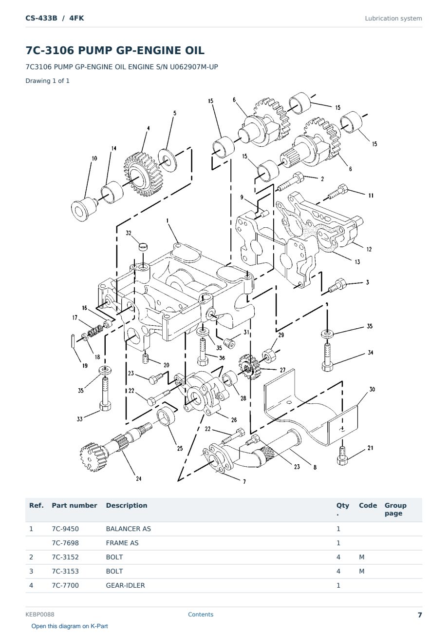 Caterpillar CS-433B S/N 4FK Partsbook KEBP0088 (English) - sample page 7 of 10 Caterpillar CS-433B S/N 4FK Partsbook KEBP0088 (English) - sample page 7 of 10