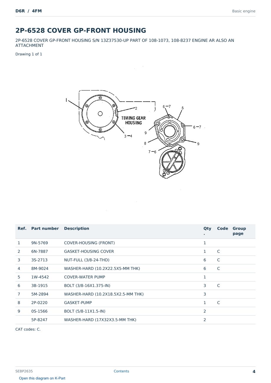 Caterpillar D6R S/N 4FM Partsbook SEBP2635 (English) - sample page 4 of 10 Caterpillar D6R S/N 4FM Partsbook SEBP2635 (English) - sample page 4 of 10