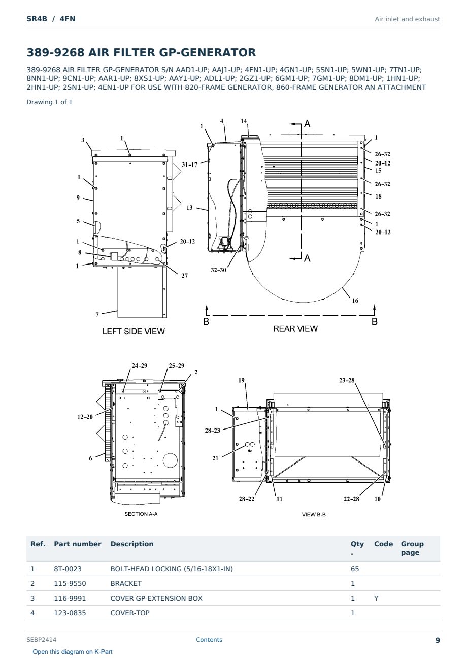 Caterpillar SR4B S/N 4FN Partsbook SEBP2414 (English) - sample page 9 of 10 Caterpillar SR4B S/N 4FN Partsbook SEBP2414 (English) - sample page 9 of 10
