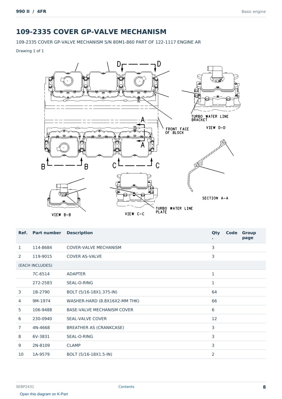 Caterpillar 990 II S/N 4FR Partsbook SEBP2431 (English) - sample page 8 of 10 Caterpillar 990 II S/N 4FR Partsbook SEBP2431 (English) - sample page 8 of 10
