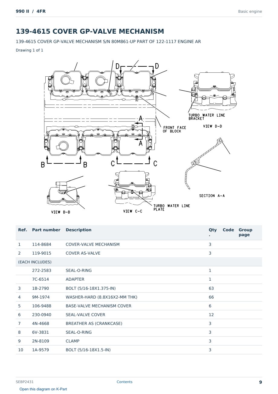 Caterpillar 990 II S/N 4FR Partsbook SEBP2431 (English) - sample page 9 of 10 Caterpillar 990 II S/N 4FR Partsbook SEBP2431 (English) - sample page 9 of 10