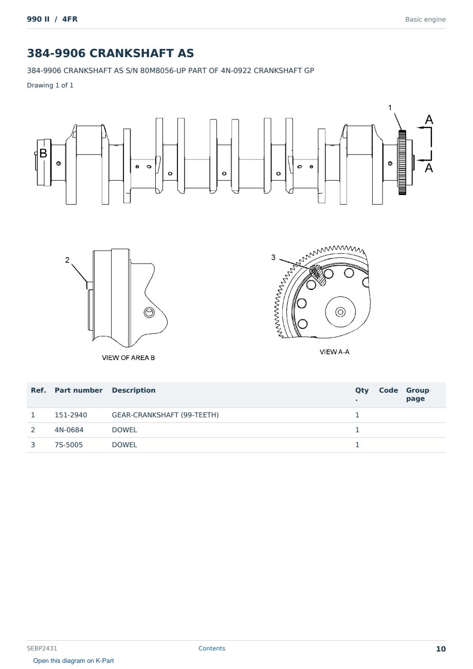 Caterpillar 990 II S/N 4FR Partsbook SEBP2431 (English) - sample page 10 of 10 Caterpillar 990 II S/N 4FR Partsbook SEBP2431 (English) - sample page 10 of 10