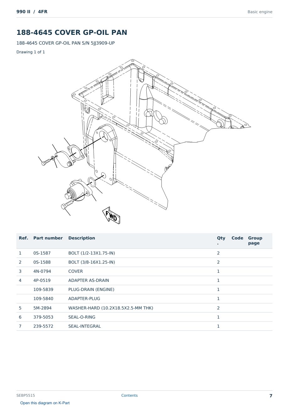 Caterpillar 990 II S/N 4FR Partsbook SEBP5515 (English) - sample page 7 of 10 Caterpillar 990 II S/N 4FR Partsbook SEBP5515 (English) - sample page 7 of 10