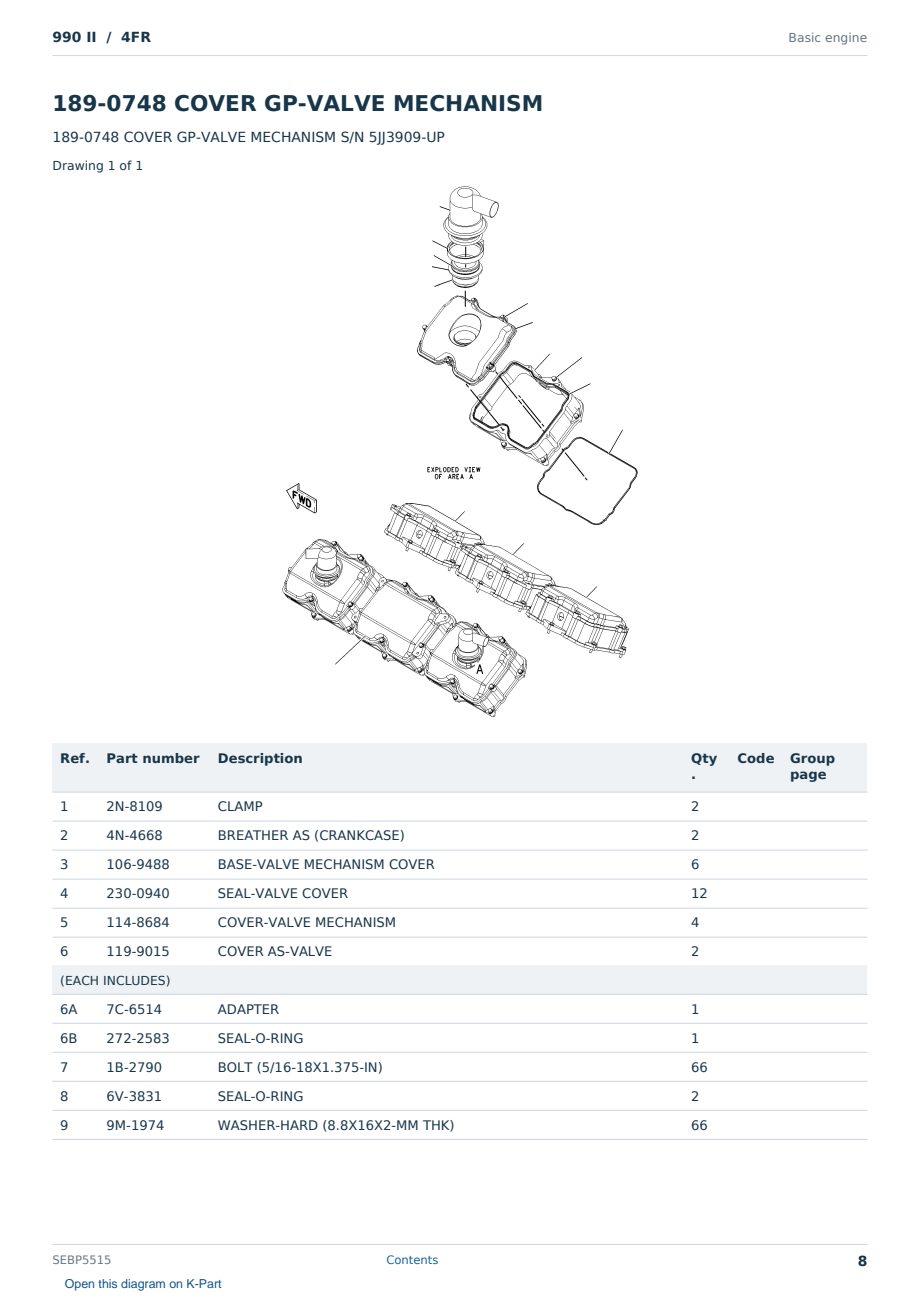 Caterpillar 990 II S/N 4FR Partsbook SEBP5515 (English) - sample page 8 of 10 Caterpillar 990 II S/N 4FR Partsbook SEBP5515 (English) - sample page 8 of 10