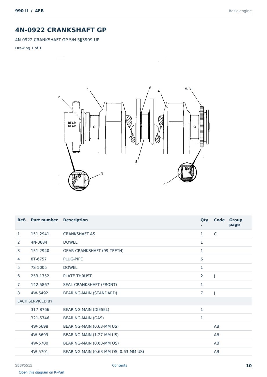 Caterpillar 990 II S/N 4FR Partsbook SEBP5515 (English) - sample page 10 of 10 Caterpillar 990 II S/N 4FR Partsbook SEBP5515 (English) - sample page 10 of 10