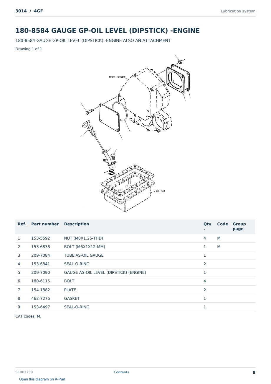 Caterpillar 3014 S/N 4GF Partsbook SEBP3258 (English) - sample page 8 of 10 Caterpillar 3014 S/N 4GF Partsbook SEBP3258 (English) - sample page 8 of 10