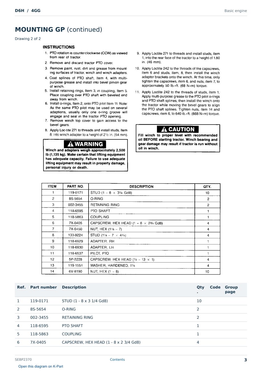 Caterpillar D6H S/N 4GG Partsbook SEBP2370 (English) - sample page 3 of 10 Caterpillar D6H S/N 4GG Partsbook SEBP2370 (English) - sample page 3 of 10