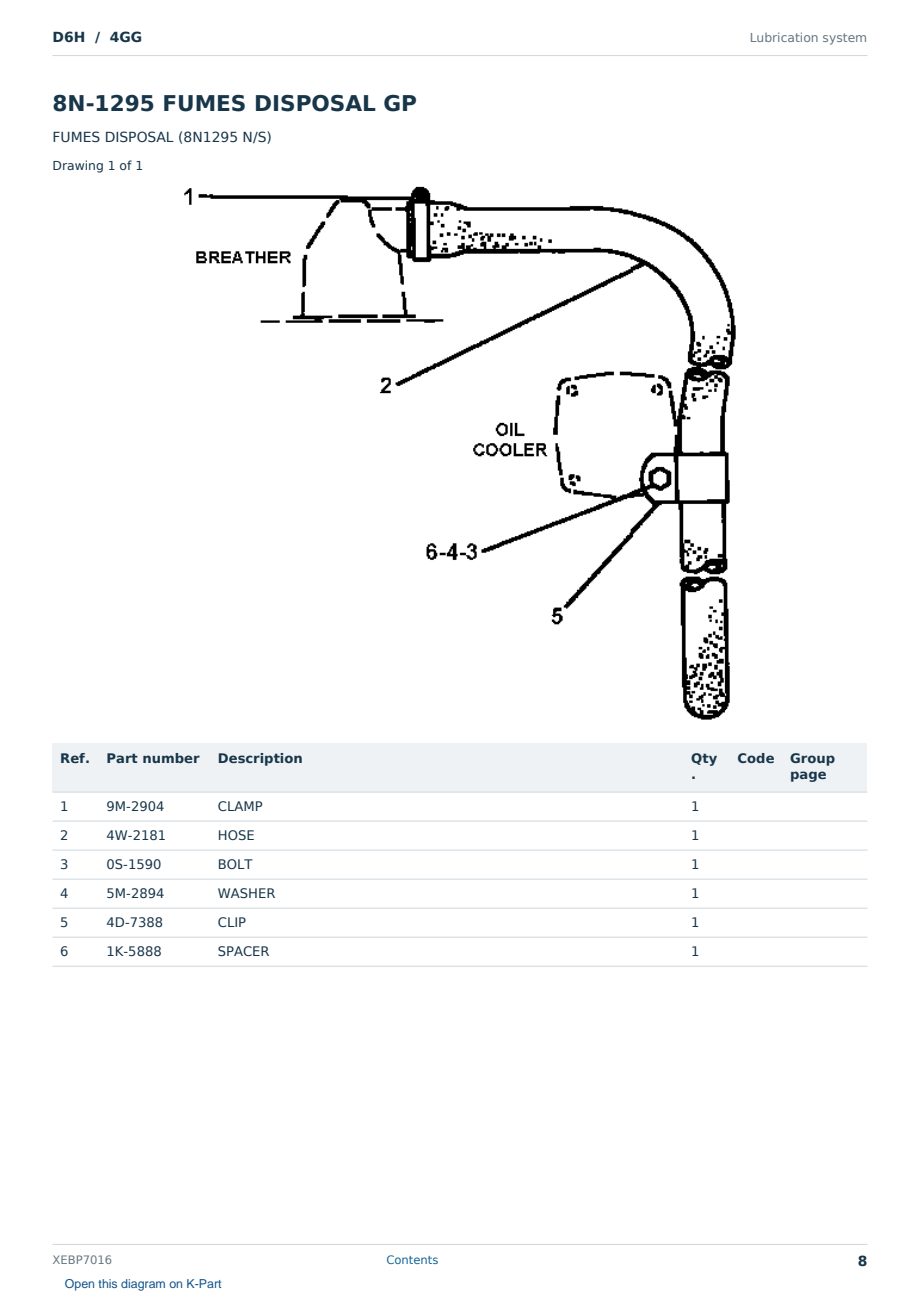 Caterpillar D6H S/N 4GG Partsbook XEBP7016 (English) - sample page 8 of 10 Caterpillar D6H S/N 4GG Partsbook XEBP7016 (English) - sample page 8 of 10