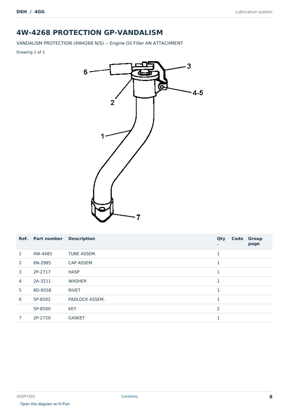 Caterpillar D6H S/N 4GG Partsbook XEBP7302 (English) - sample page 8 of 10 Caterpillar D6H S/N 4GG Partsbook XEBP7302 (English) - sample page 8 of 10
