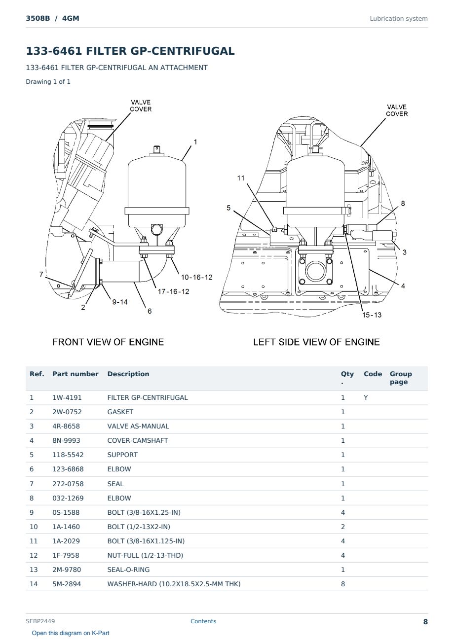 Caterpillar 3508B S/N 4GM Partsbook SEBP2449 (English) - sample page 8 of 10 Caterpillar 3508B S/N 4GM Partsbook SEBP2449 (English) - sample page 8 of 10