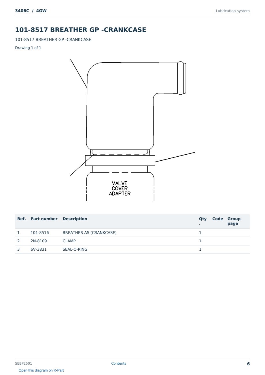 Caterpillar 3406C S/N 4GW Partsbook SEBP2501 (English) - sample page 6 of 10 Caterpillar 3406C S/N 4GW Partsbook SEBP2501 (English) - sample page 6 of 10