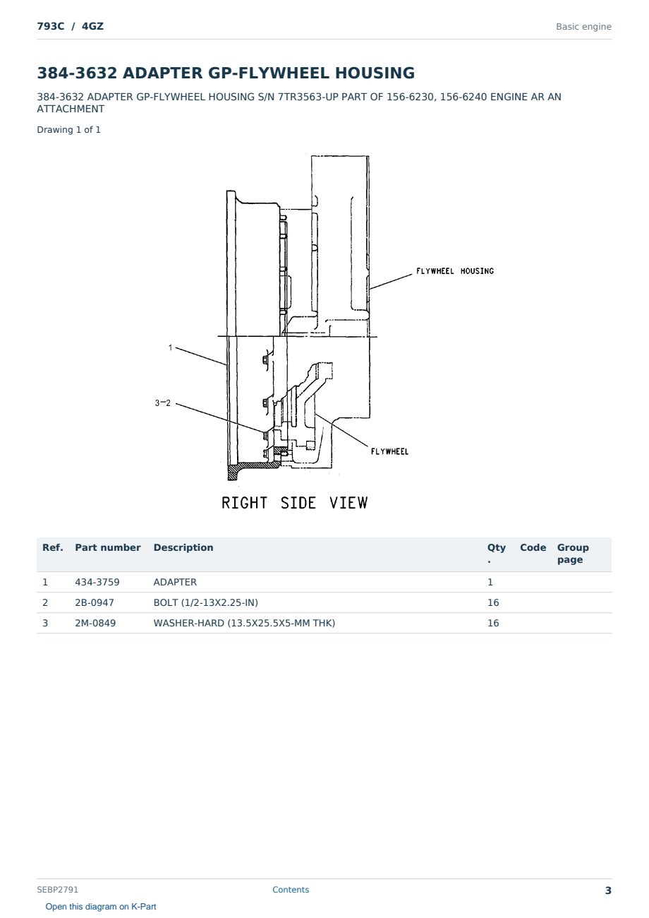 Caterpillar 793C S/N 4GZ Partsbook SEBP2791 (English) - sample page 3 of 10 Caterpillar 793C S/N 4GZ Partsbook SEBP2791 (English) - sample page 3 of 10