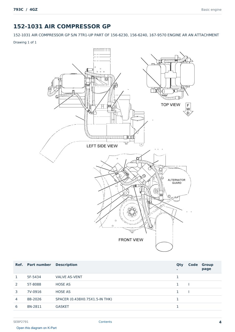 Caterpillar 793C S/N 4GZ Partsbook SEBP2791 (English) - sample page 4 of 10 Caterpillar 793C S/N 4GZ Partsbook SEBP2791 (English) - sample page 4 of 10