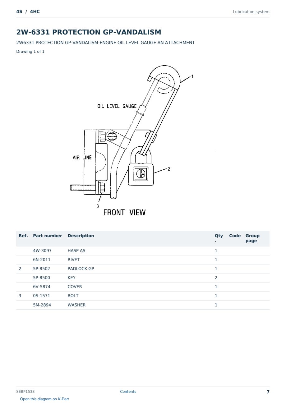 Caterpillar 4S S/N 4HC Partsbook SEBP1538 (English) - sample page 7 of 10 Caterpillar 4S S/N 4HC Partsbook SEBP1538 (English) - sample page 7 of 10