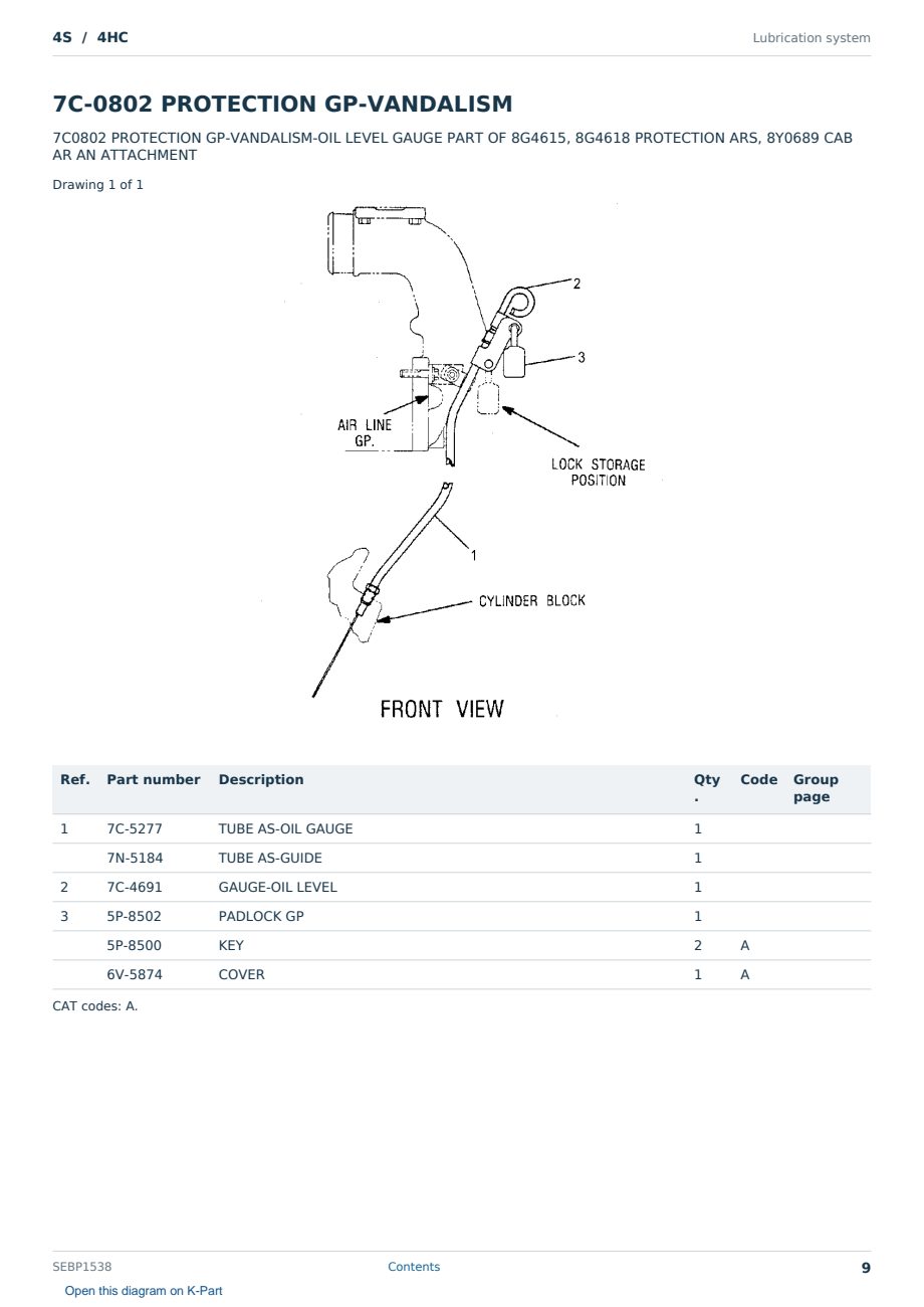 Caterpillar 4S S/N 4HC Partsbook SEBP1538 (English) - sample page 9 of 10 Caterpillar 4S S/N 4HC Partsbook SEBP1538 (English) - sample page 9 of 10