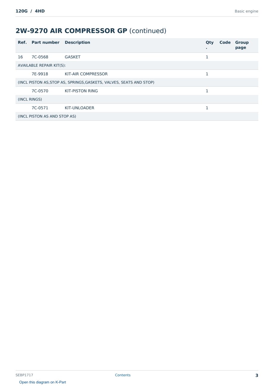 Caterpillar 120G S/N 4HD Partsbook SEBP1717 (English) - sample page 3 of 10 Caterpillar 120G S/N 4HD Partsbook SEBP1717 (English) - sample page 3 of 10