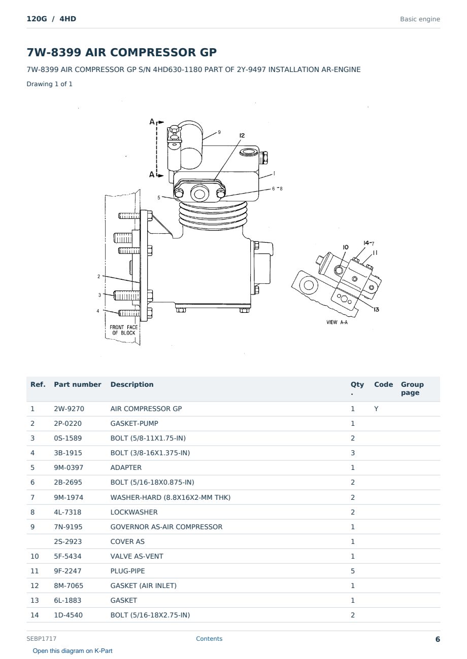 Caterpillar 120G S/N 4HD Partsbook SEBP1717 (English) - sample page 6 of 10 Caterpillar 120G S/N 4HD Partsbook SEBP1717 (English) - sample page 6 of 10