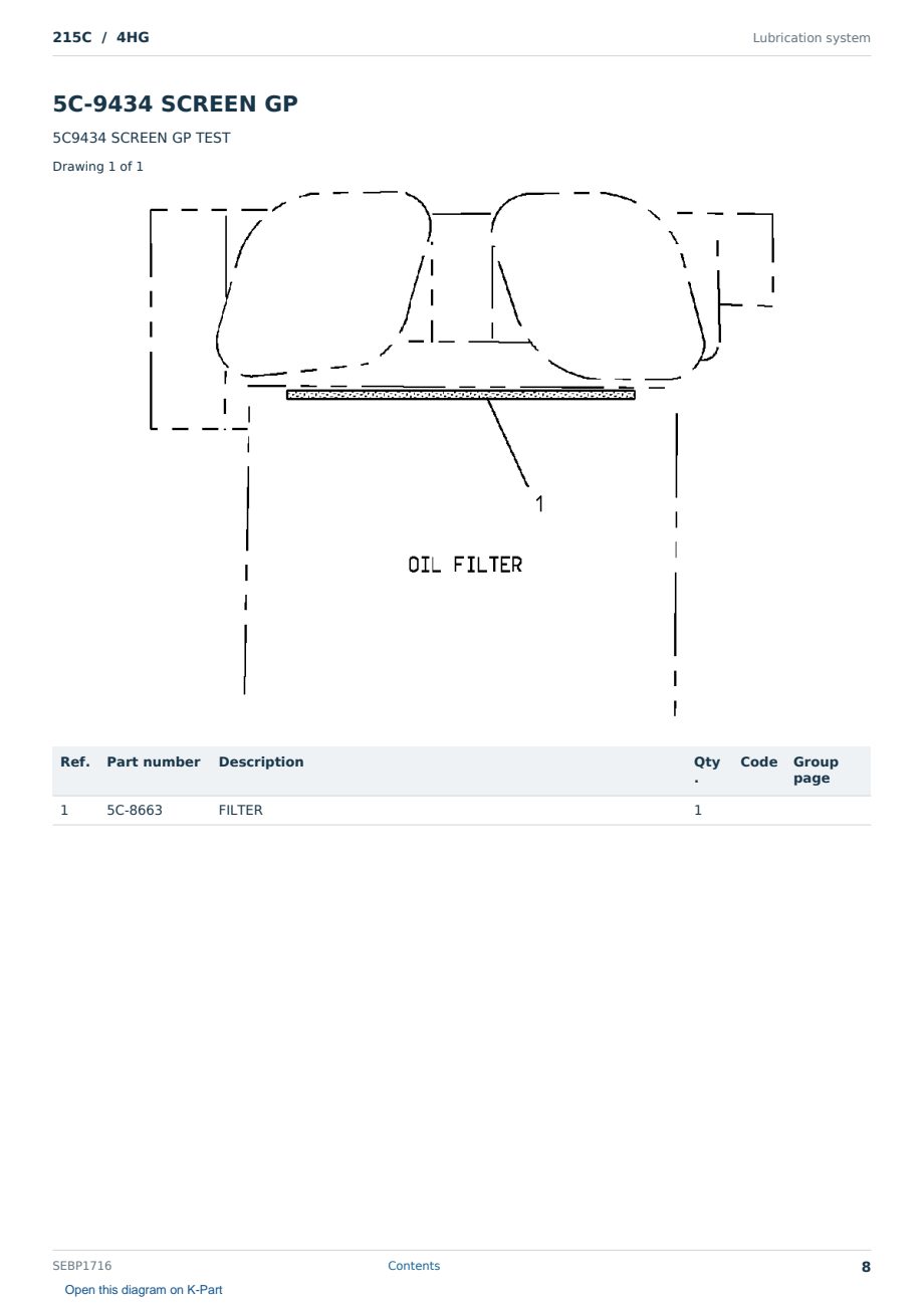 Caterpillar 215C S/N 4HG Partsbook SEBP1716 (English) - sample page 8 of 10 Caterpillar 215C S/N 4HG Partsbook SEBP1716 (English) - sample page 8 of 10