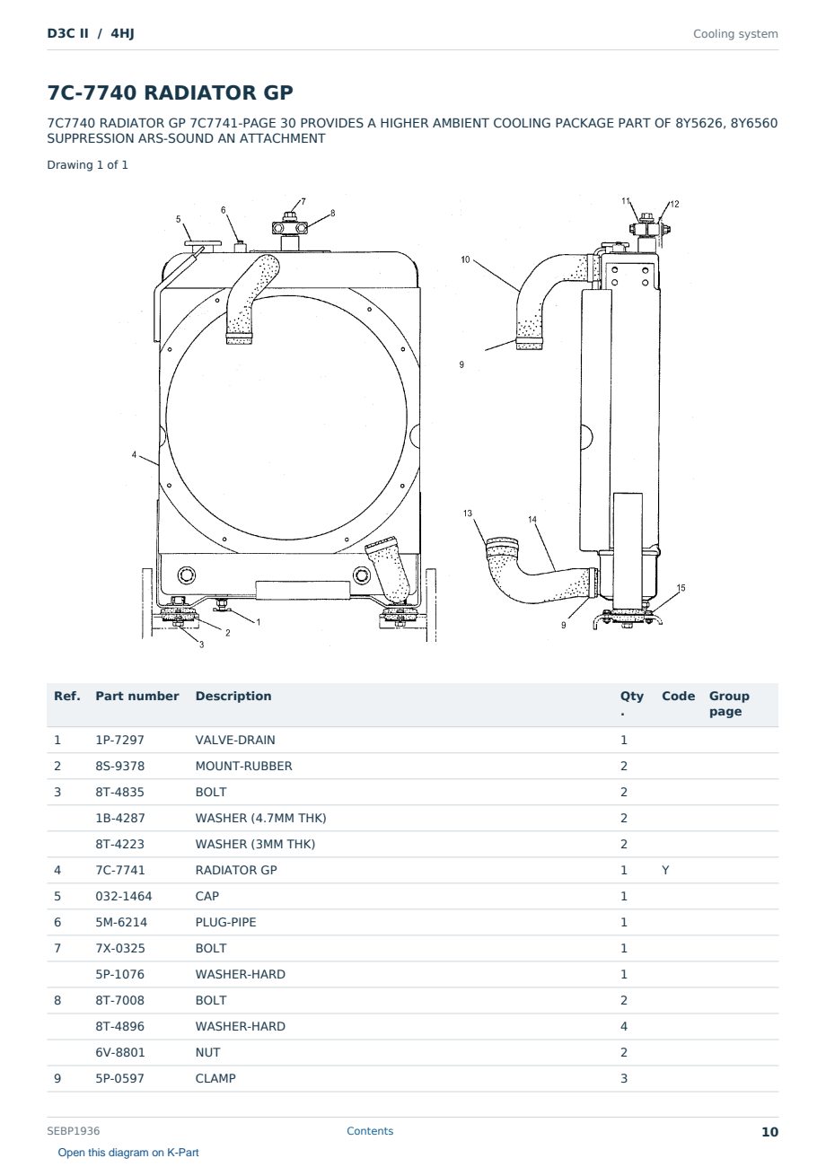 Caterpillar D3C II S/N 4HJ Partsbook SEBP1936 (English) - sample page 10 of 10 Caterpillar D3C II S/N 4HJ Partsbook SEBP1936 (English) - sample page 10 of 10