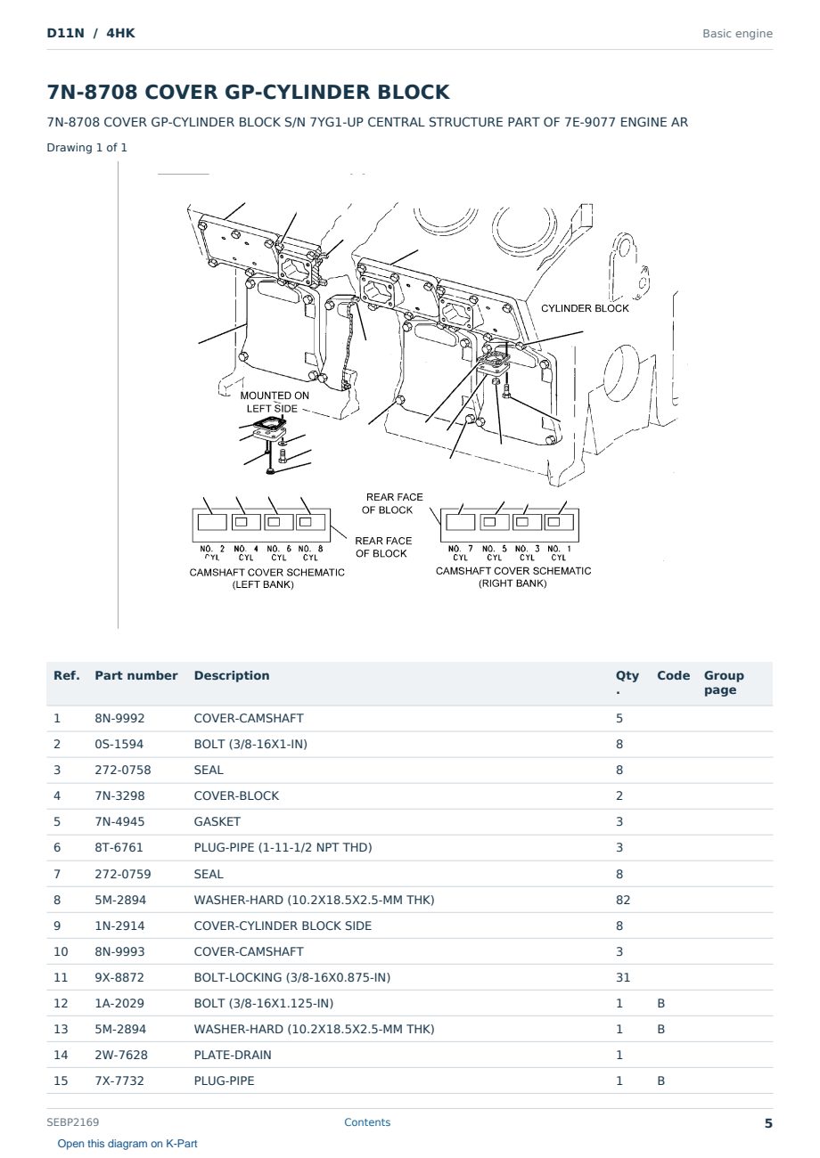 Caterpillar D11N S/N 4HK Partsbook SEBP2169 (English) - sample page 5 of 10 Caterpillar D11N S/N 4HK Partsbook SEBP2169 (English) - sample page 5 of 10