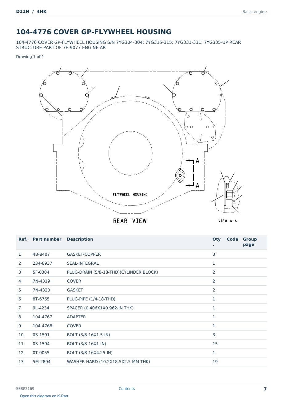 Caterpillar D11N S/N 4HK Partsbook SEBP2169 (English) - sample page 7 of 10 Caterpillar D11N S/N 4HK Partsbook SEBP2169 (English) - sample page 7 of 10