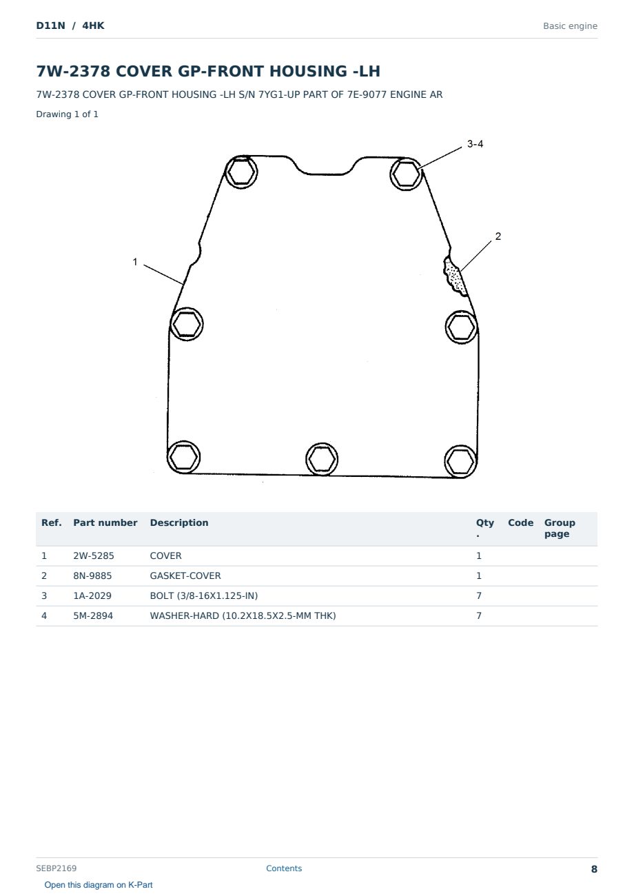Caterpillar D11N S/N 4HK Partsbook SEBP2169 (English) - sample page 8 of 10 Caterpillar D11N S/N 4HK Partsbook SEBP2169 (English) - sample page 8 of 10