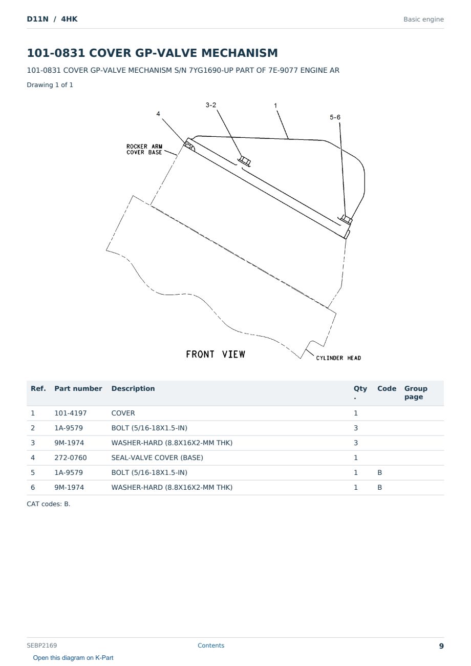 Caterpillar D11N S/N 4HK Partsbook SEBP2169 (English) - sample page 9 of 10 Caterpillar D11N S/N 4HK Partsbook SEBP2169 (English) - sample page 9 of 10
