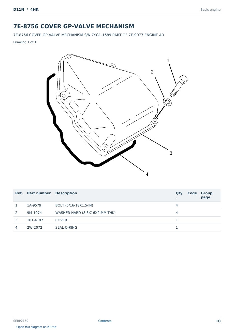 Caterpillar D11N S/N 4HK Partsbook SEBP2169 (English) - sample page 10 of 10 Caterpillar D11N S/N 4HK Partsbook SEBP2169 (English) - sample page 10 of 10