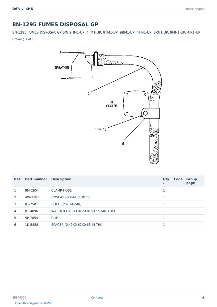 Caterpillar D6R S/N 4HN Partsbook SEBP6500 (English) - sample page 6 of 10 Caterpillar D6R S/N 4HN Partsbook SEBP6500 (English) - sample page 6 of 10