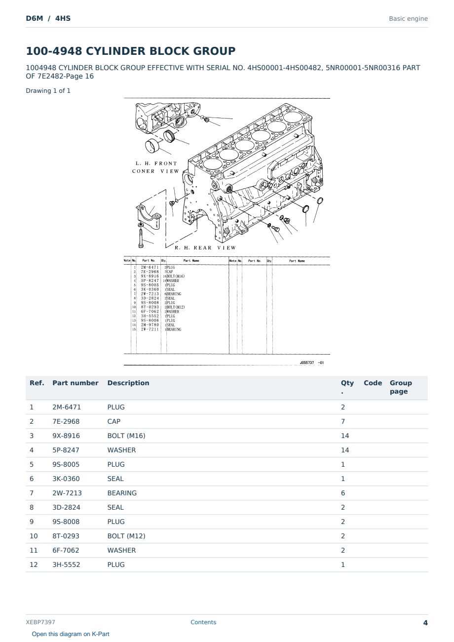 Caterpillar D6M S/N 4HS Partsbook XEBP7397 (English) - sample page 4 of 10 Caterpillar D6M S/N 4HS Partsbook XEBP7397 (English) - sample page 4 of 10