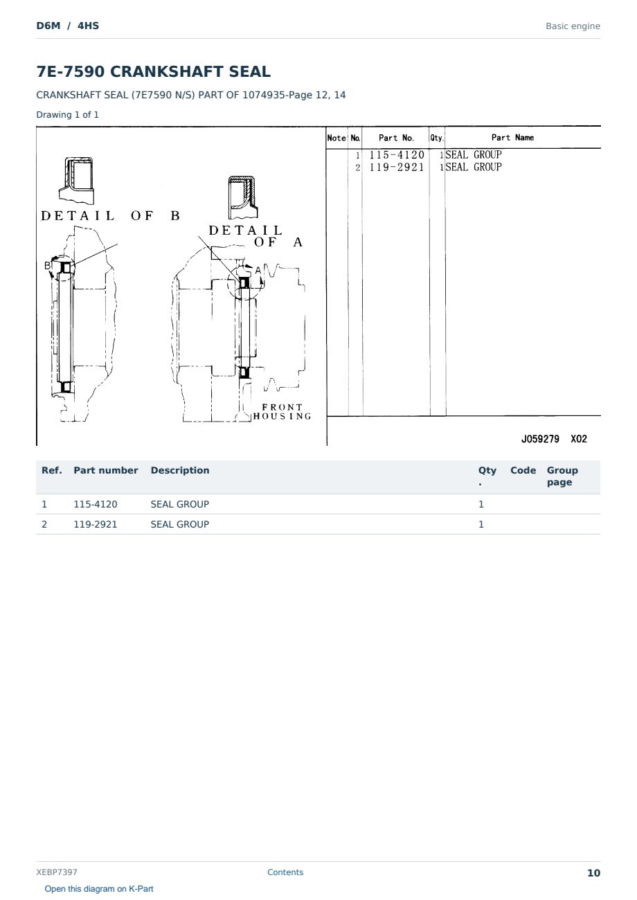 Caterpillar D6M S/N 4HS Partsbook XEBP7397 (English) - sample page 10 of 10 Caterpillar D6M S/N 4HS Partsbook XEBP7397 (English) - sample page 10 of 10