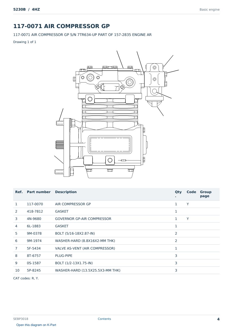 Caterpillar 5230B S/N 4HZ Partsbook SEBP3018 (English) - sample page 4 of 10 Caterpillar 5230B S/N 4HZ Partsbook SEBP3018 (English) - sample page 4 of 10