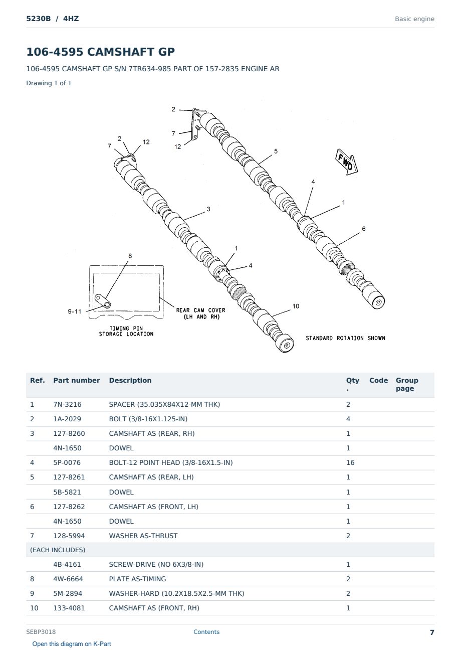 Caterpillar 5230B S/N 4HZ Partsbook SEBP3018 (English) - sample page 7 of 10 Caterpillar 5230B S/N 4HZ Partsbook SEBP3018 (English) - sample page 7 of 10