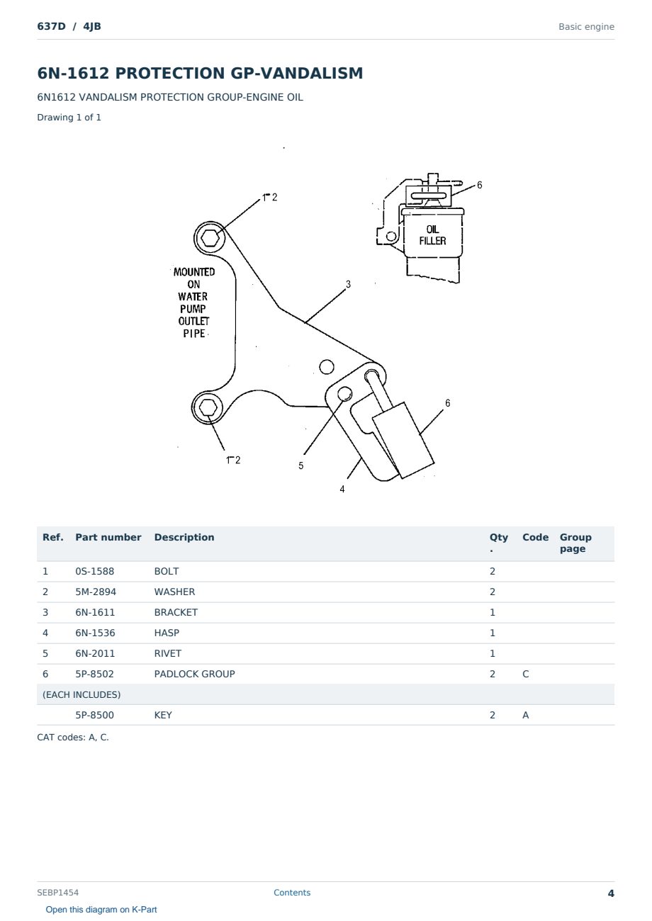 Caterpillar 637D S/N 4JB Partsbook SEBP1454 (English) - sample page 4 of 10 Caterpillar 637D S/N 4JB Partsbook SEBP1454 (English) - sample page 4 of 10